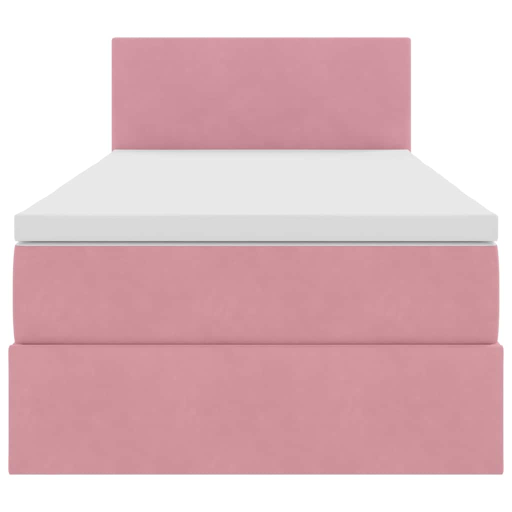 Opslag bed met matras met hoofdeinde Roze 90 x 190 cm Fluweel is nu te koop bij PeponiXL, paradijselijk wonen!