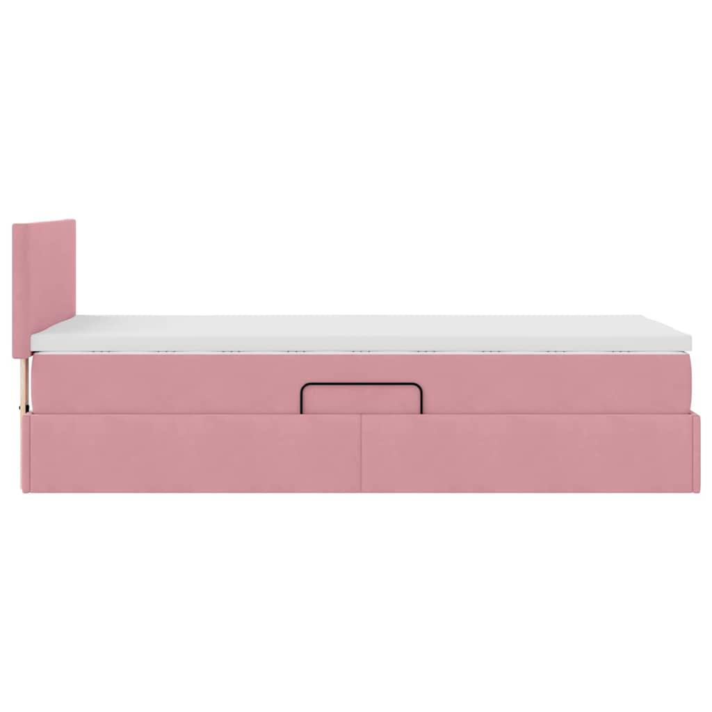 Opslag bed met matras met hoofdeinde Roze 90 x 190 cm Fluweel is nu te koop bij PeponiXL, paradijselijk wonen!
