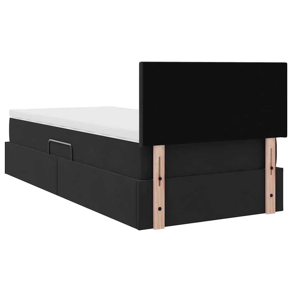 Opslag bed met matras met hoofdeinde Zwart 90 x 200 cm Fluweel is nu te koop bij PeponiXL, paradijselijk wonen!
