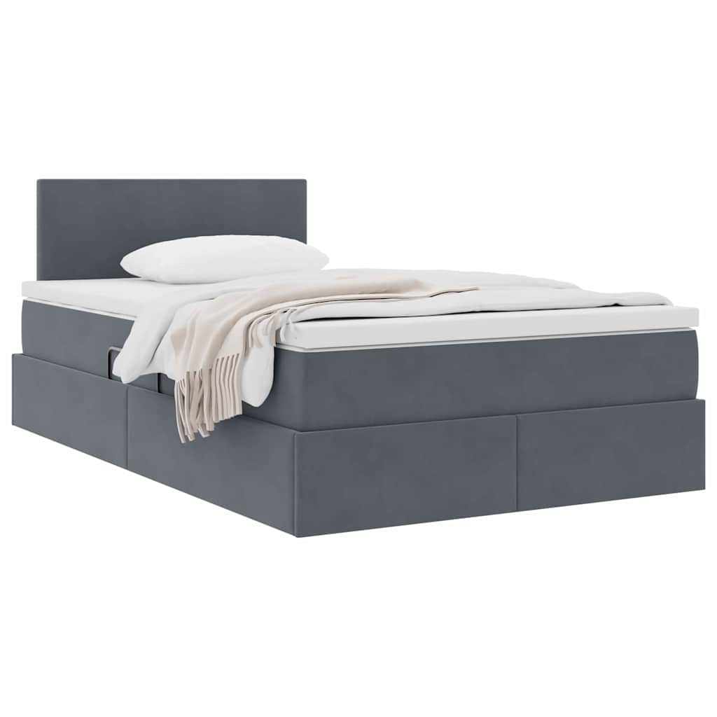 Opslag bed met matras Donkergrijs 120 x 190 cm Fluweel is nu te koop bij PeponiXL, paradijselijk wonen!