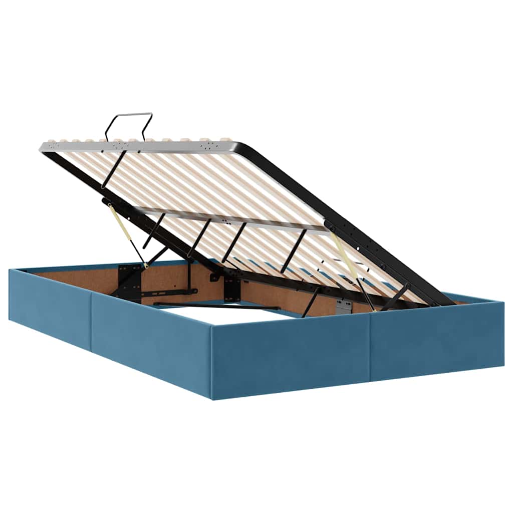 Opslag bed met matras met hoofdeinde Blauw 120 x 190 cm Fluweel is nu te koop bij PeponiXL, paradijselijk wonen!