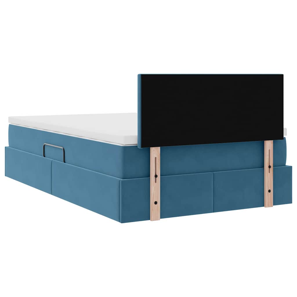 Opslag bed met matras met hoofdeinde Blauw 120 x 190 cm Fluweel is nu te koop bij PeponiXL, paradijselijk wonen!