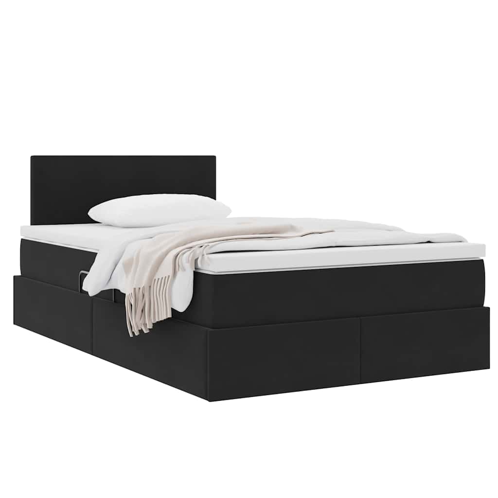 Opslag bed met matras met hoofdeinde Zwart 120 x 200 cm Fluweel is nu te koop bij PeponiXL, paradijselijk wonen!