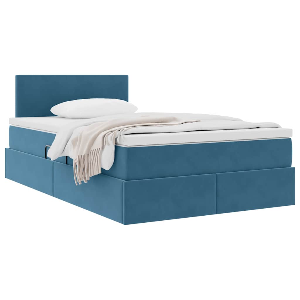 Opslag bed met matras Donkerblauw 120 x 200 cm Fluweel is nu te koop bij PeponiXL, paradijselijk wonen!