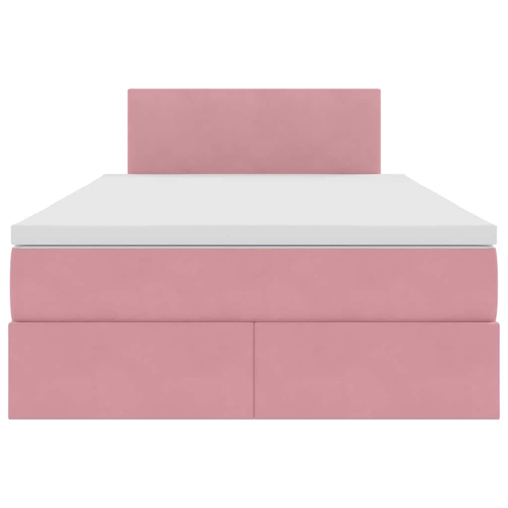 Opslag bed met matras met hoofdeinde Roze 120 x 200 cm Fluweel is nu te koop bij PeponiXL, paradijselijk wonen!