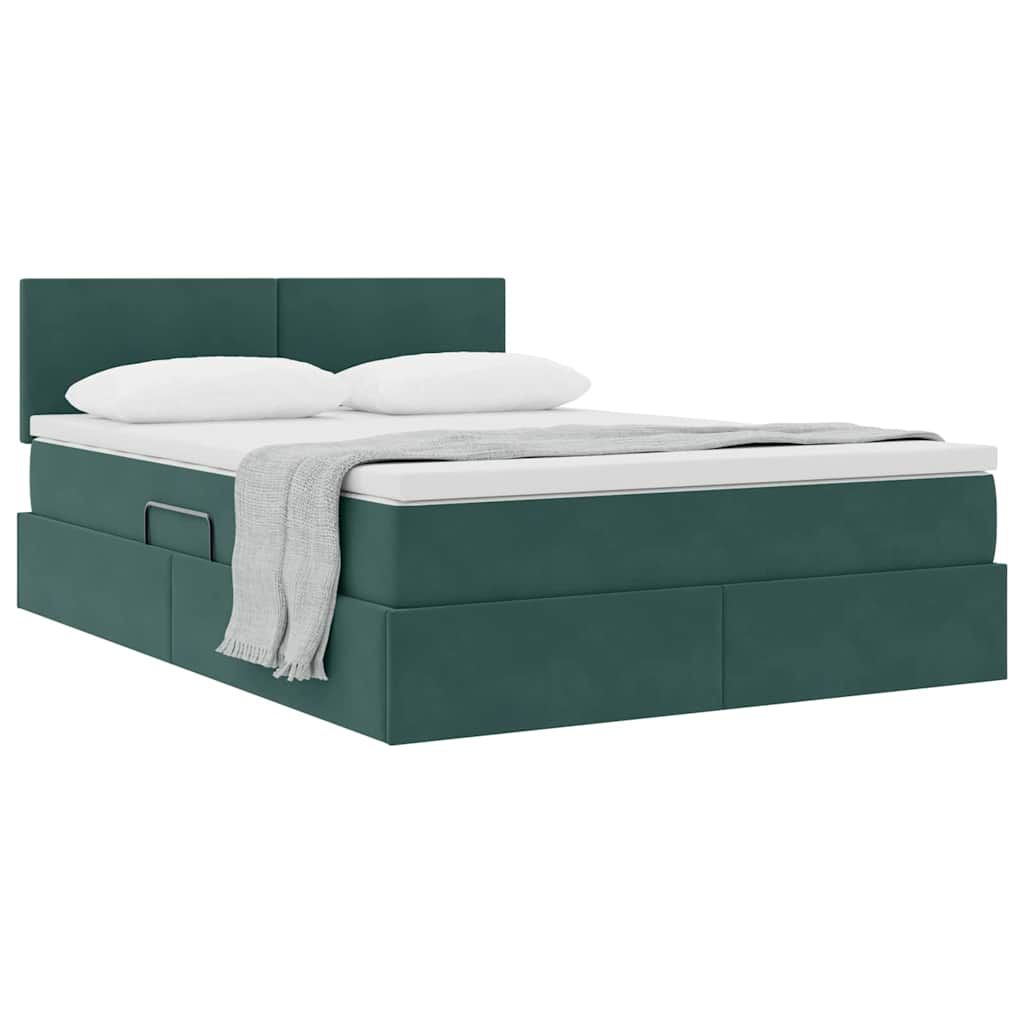 Opslag bed met matras Donkergroen 140 x 200 cm Fluweel is nu te koop bij PeponiXL, paradijselijk wonen!