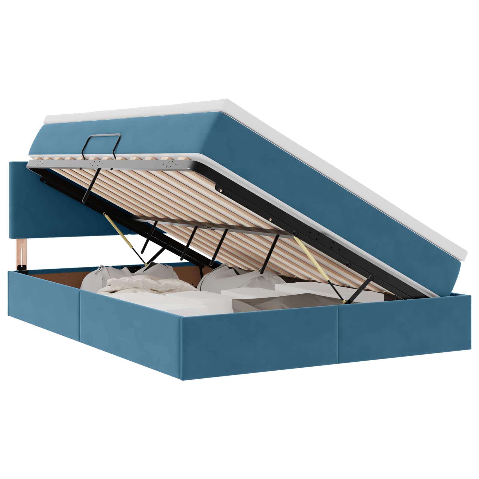 Opslag bed met matras Donkerblauw 140 x 200 cm Fluweel is nu te koop bij PeponiXL, paradijselijk wonen!