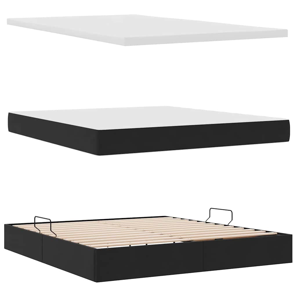 Opslag bed met matras met hoofdeinde Zwart 160 x 200 cm Fluweel is nu te koop bij PeponiXL, paradijselijk wonen!