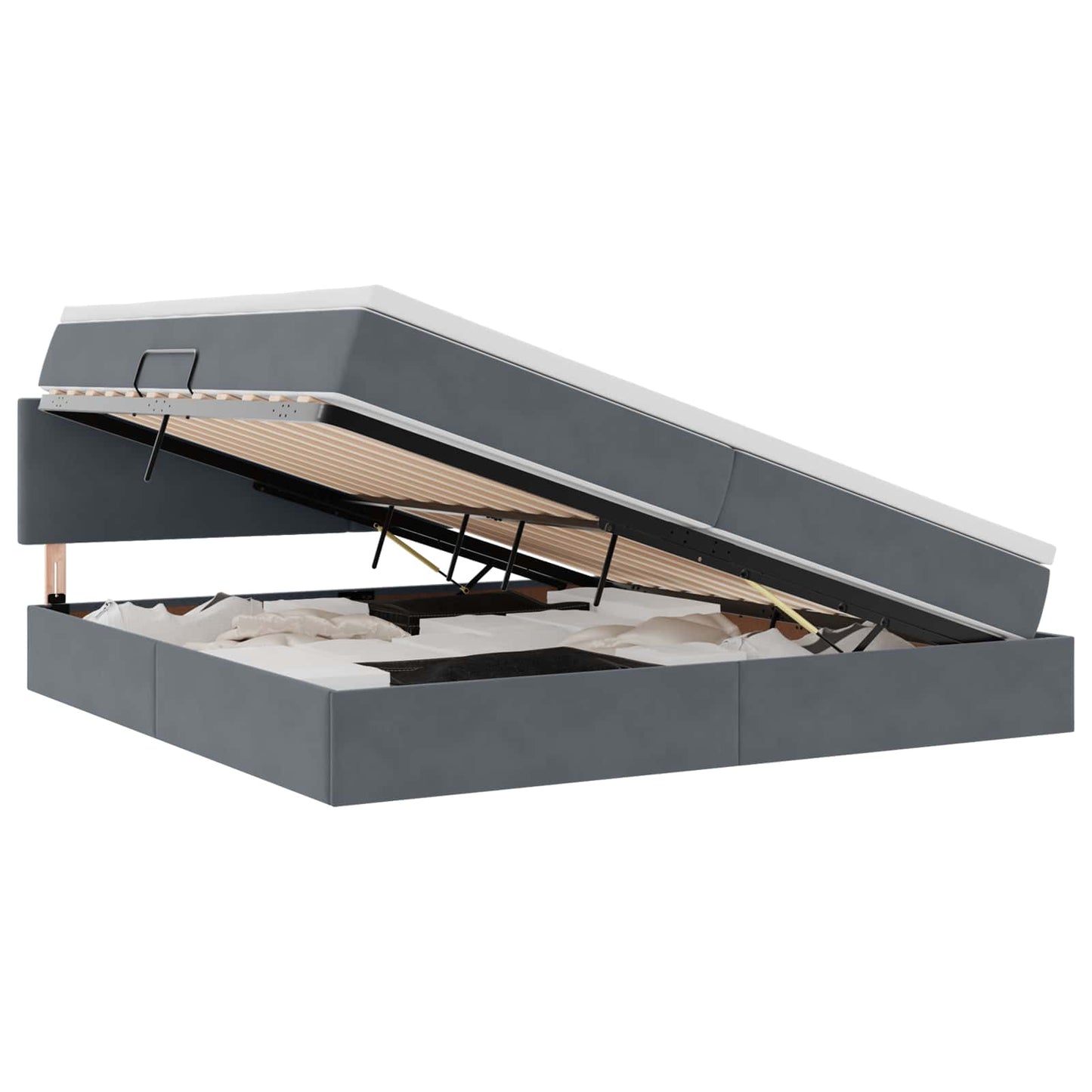 Opslag bed met matras Donkergrijs 200 x 200 cm Fluweel is nu te koop bij PeponiXL, paradijselijk wonen!