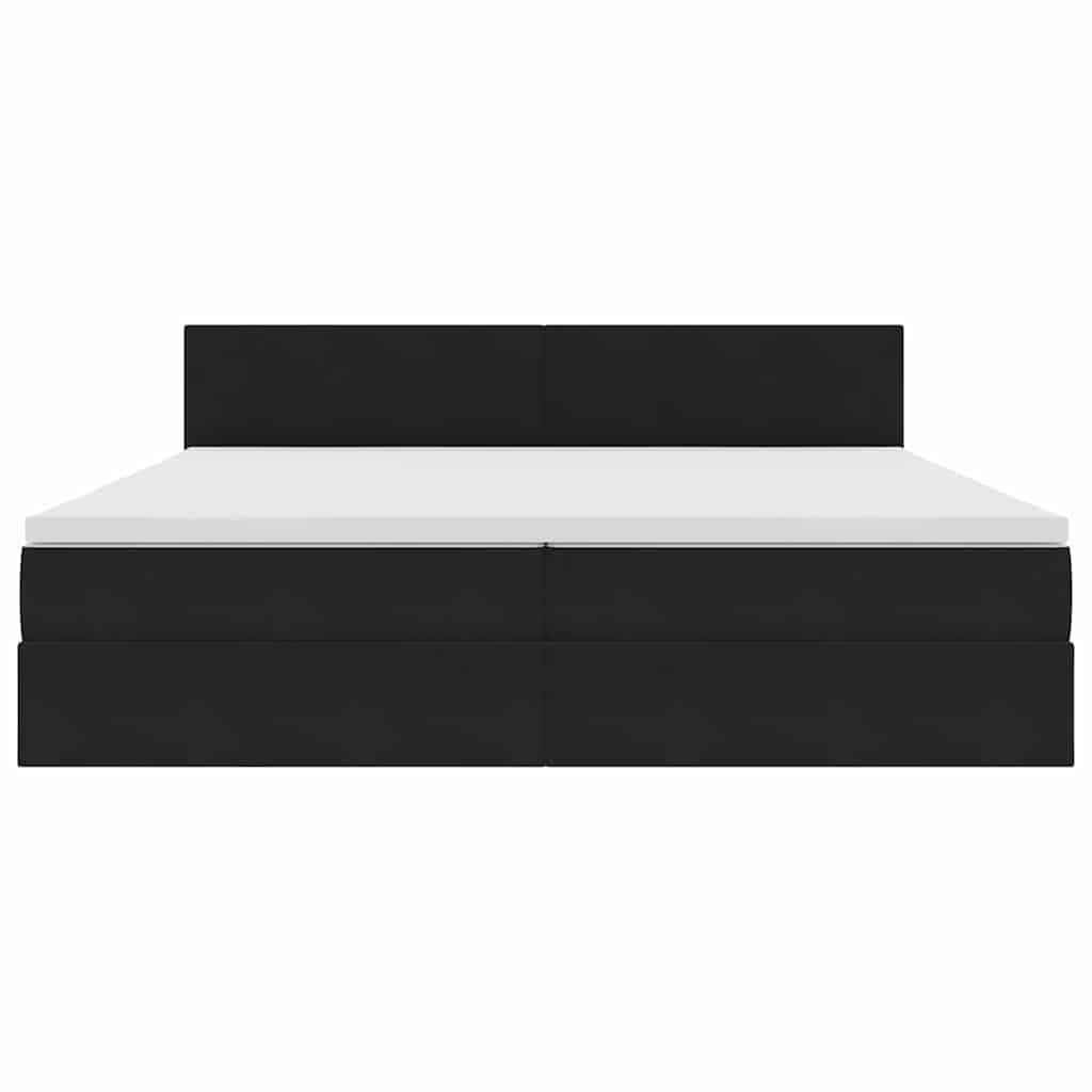 Opslag bed met matras met hoofdeinde Zwart 200 x 200 cm Fluweel is nu te koop bij PeponiXL, paradijselijk wonen!