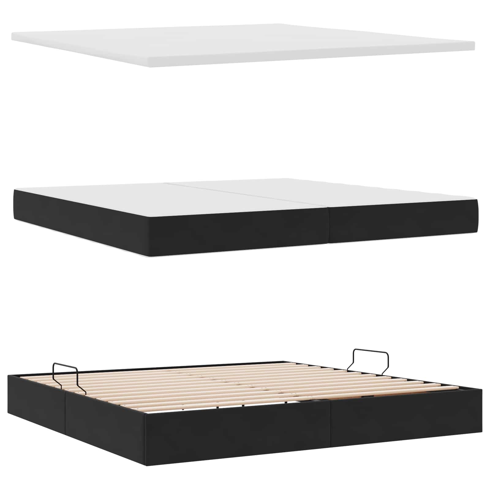 Opslag bed met matras met hoofdeinde Zwart 200 x 200 cm Fluweel is nu te koop bij PeponiXL, paradijselijk wonen!