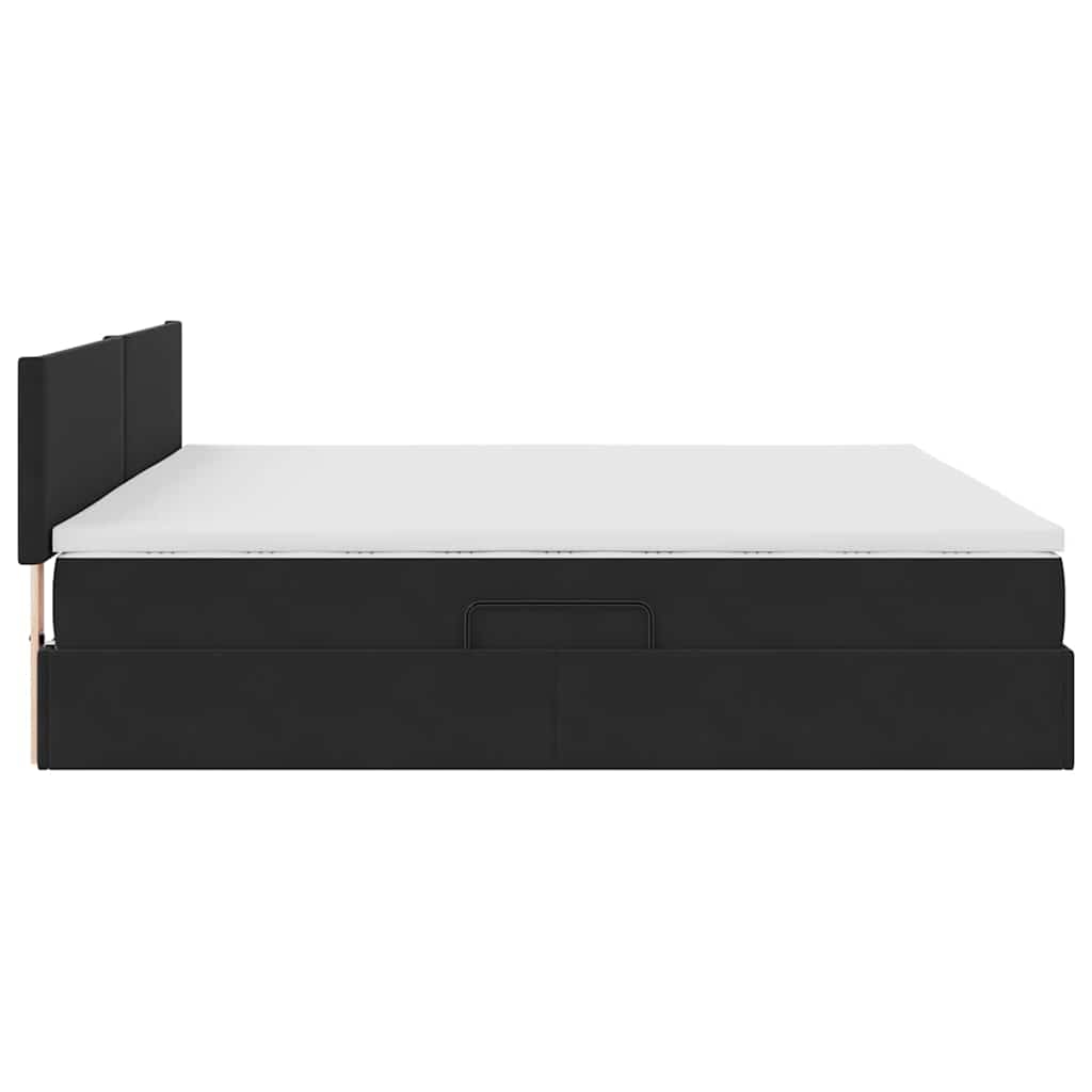 Opslag bed met matras met hoofdeinde Zwart 200 x 200 cm Fluweel is nu te koop bij PeponiXL, paradijselijk wonen!