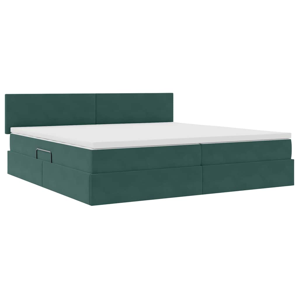 Opslag bed met matras Donkergroen 200 x 200 cm Fluweel is nu te koop bij PeponiXL, paradijselijk wonen!