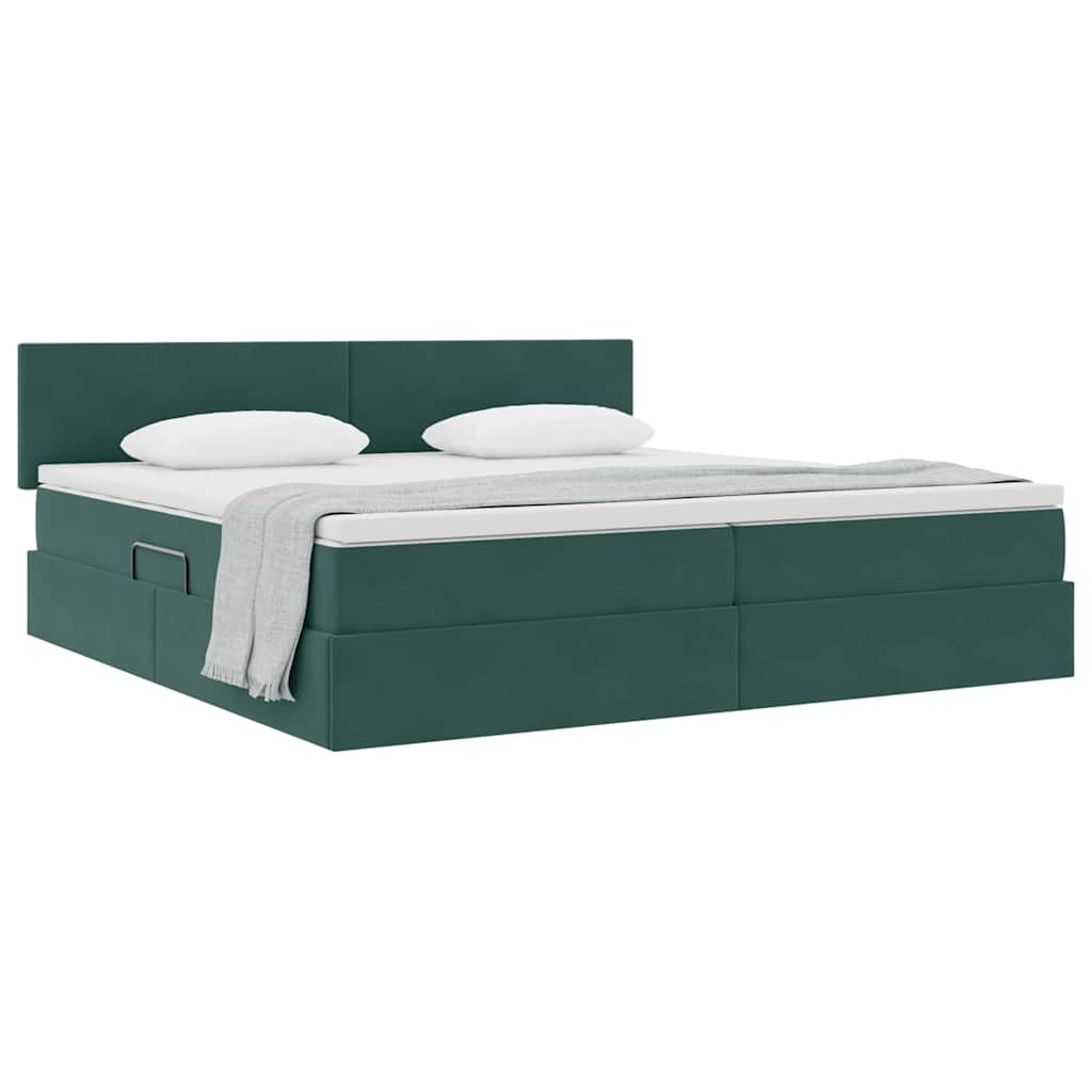 Opslag bed met matras Donkergroen 200 x 200 cm Fluweel is nu te koop bij PeponiXL, paradijselijk wonen!