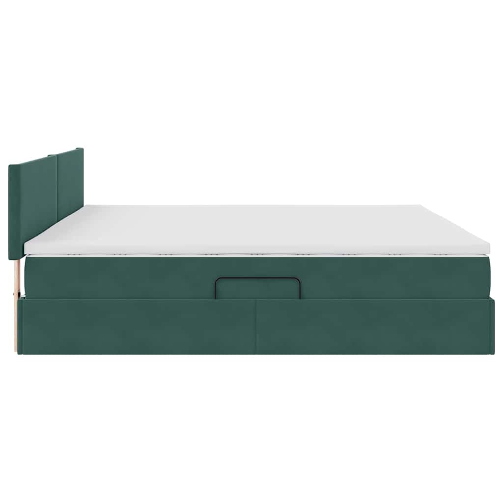 Opslag bed met matras Donkergroen 200 x 200 cm Fluweel is nu te koop bij PeponiXL, paradijselijk wonen!