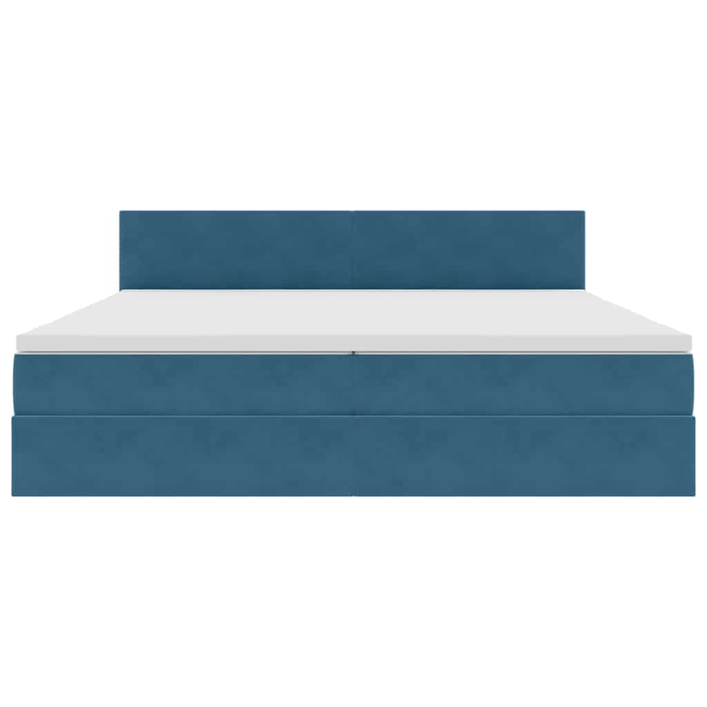 Opslag bed met matras Donkerblauw 200 x 200 cm Fluweel is nu te koop bij PeponiXL, paradijselijk wonen!