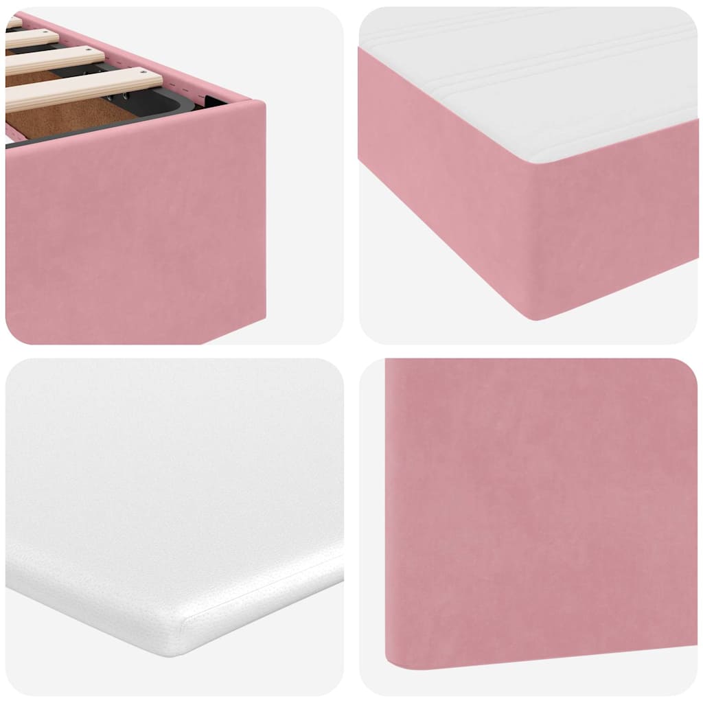 Opslag bed met matras met hoofdeinde Roze 200 x 200 cm Fluweel is nu te koop bij PeponiXL, paradijselijk wonen!