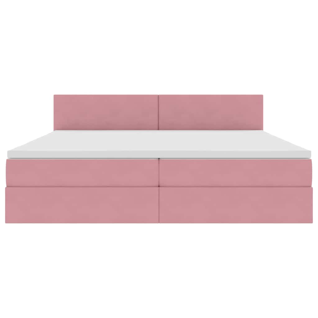 Opslag bed met matras met hoofdeinde Roze 200 x 200 cm Fluweel is nu te koop bij PeponiXL, paradijselijk wonen!