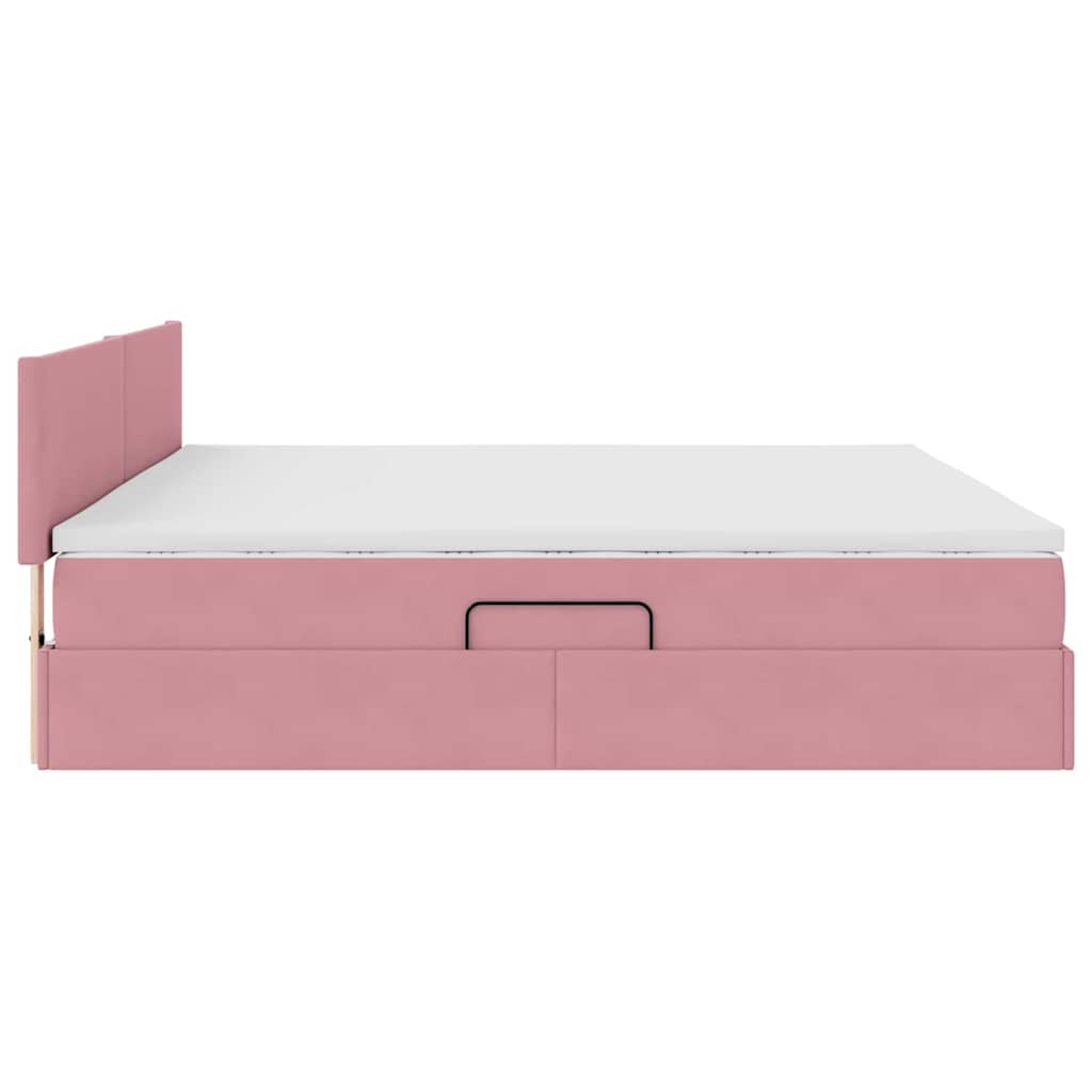 Opslag bed met matras met hoofdeinde Roze 200 x 200 cm Fluweel is nu te koop bij PeponiXL, paradijselijk wonen!