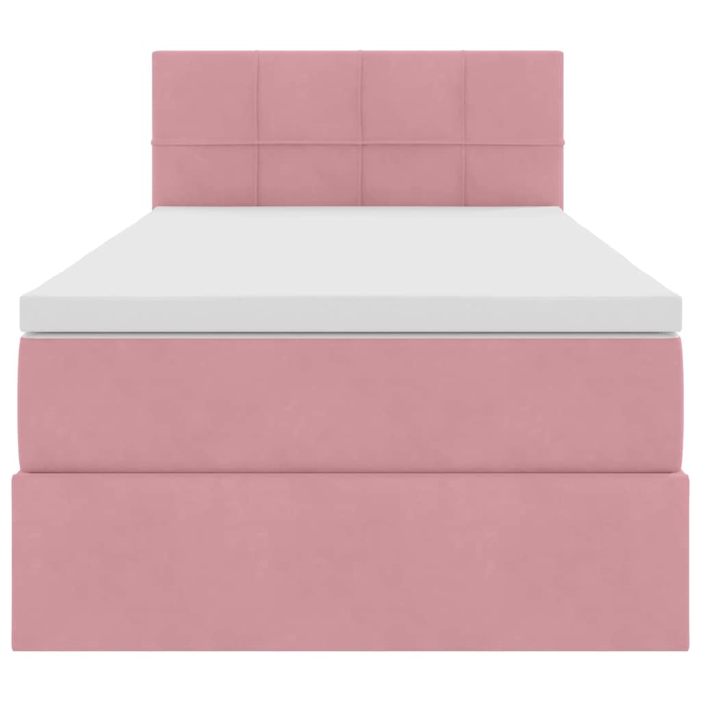Opslag bed met matras met hoofdeinde Roze 90 x 190 cm Fluweel is nu te koop bij PeponiXL, paradijselijk wonen!