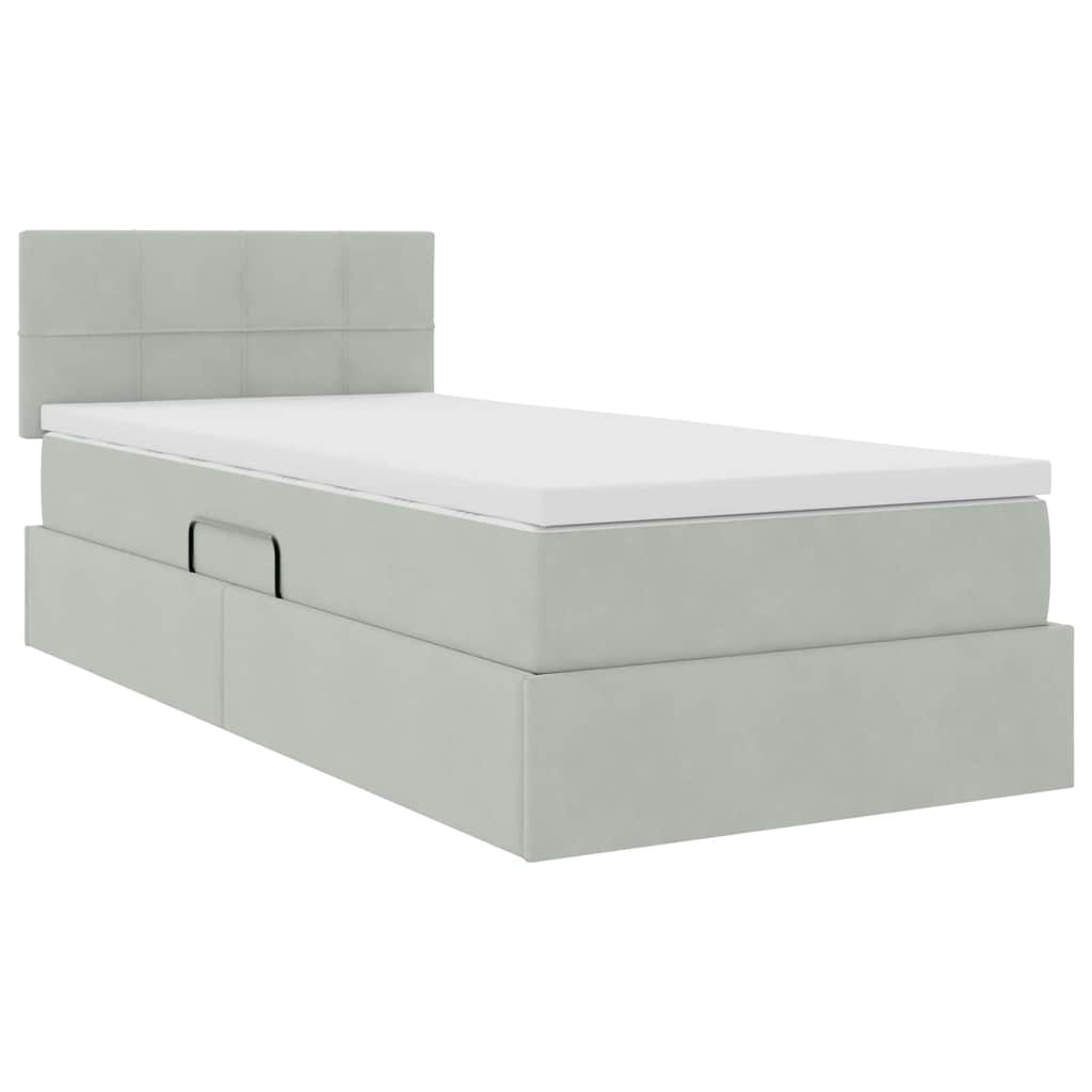 Opslag bed met matras met opslag Lichtgrijs 90 x 200 cm Fluweel is nu te koop bij PeponiXL, paradijselijk wonen!