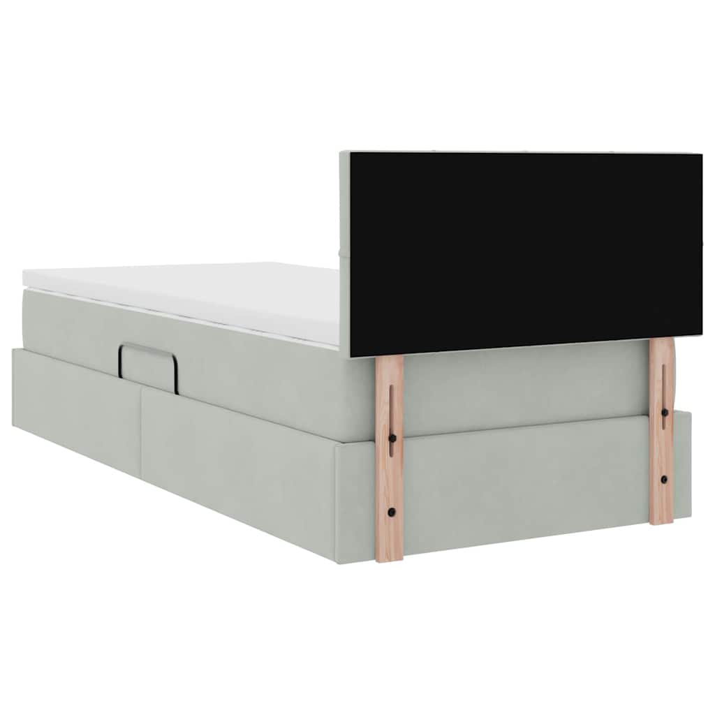 Opslag bed met matras met opslag Lichtgrijs 90 x 200 cm Fluweel is nu te koop bij PeponiXL, paradijselijk wonen!