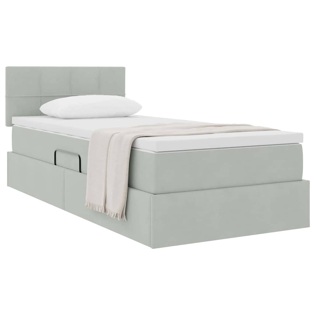 Opslag bed met matras met opslag Lichtgrijs 90 x 200 cm Fluweel is nu te koop bij PeponiXL, paradijselijk wonen!