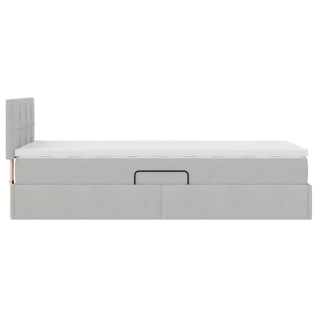 Opslag bed met matras met opslag Lichtgrijs 90 x 200 cm Fluweel is nu te koop bij PeponiXL, paradijselijk wonen!