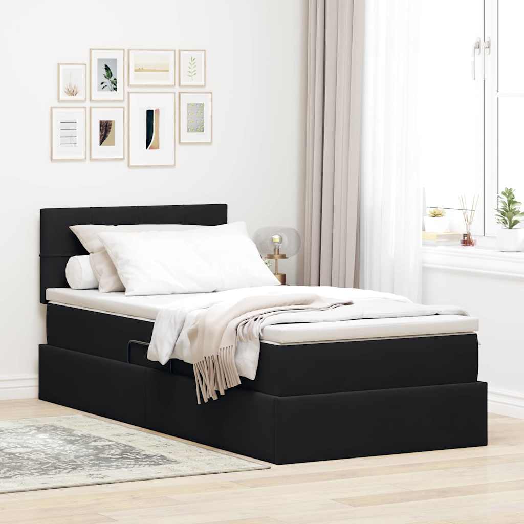 Opslag bed met matras met hoofdeinde Zwart 90 x 200 cm Fluweel is nu te koop bij PeponiXL, paradijselijk wonen!