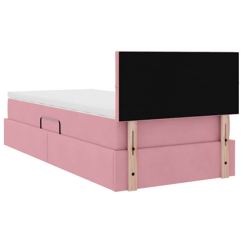 Opslag bed met matras met hoofdeinde Roze 90 x 200 cm Fluweel is nu te koop bij PeponiXL, paradijselijk wonen!