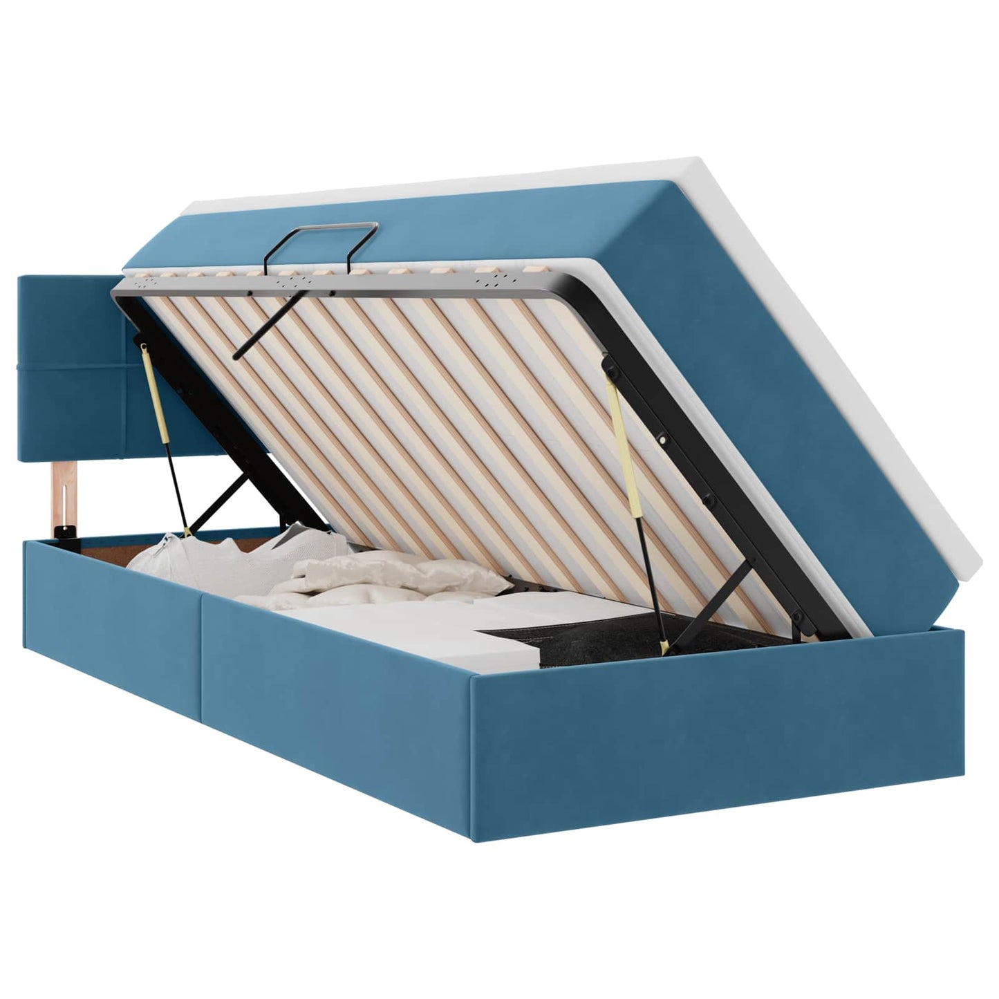 Opslag bed met matras Donkerblauw 100 x 200 cm Fluweel is nu te koop bij PeponiXL, paradijselijk wonen!