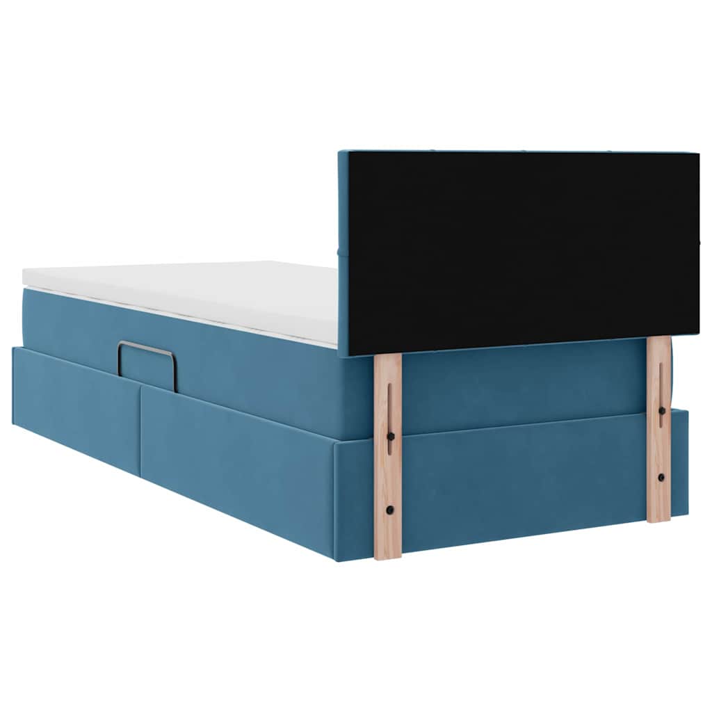 Opslag bed met matras Donkerblauw 100 x 200 cm Fluweel is nu te koop bij PeponiXL, paradijselijk wonen!