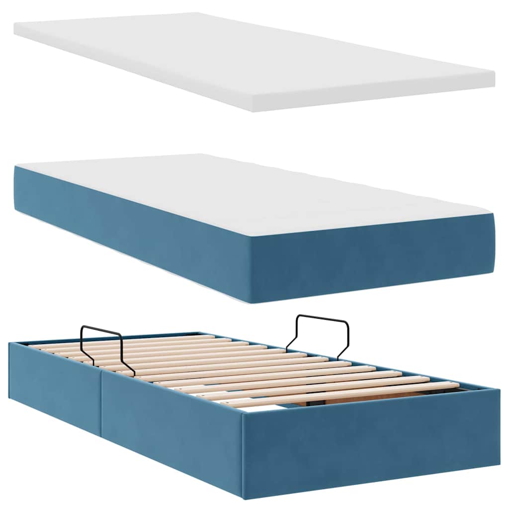 Opslag bed met matras Donkerblauw 100 x 200 cm Fluweel is nu te koop bij PeponiXL, paradijselijk wonen!