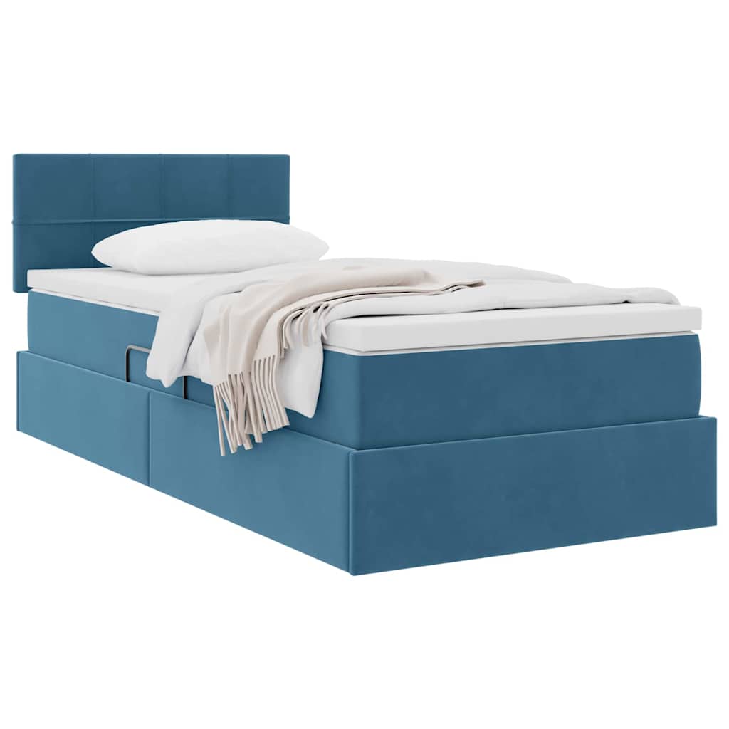Opslag bed met matras Donkerblauw 100 x 200 cm Fluweel is nu te koop bij PeponiXL, paradijselijk wonen!