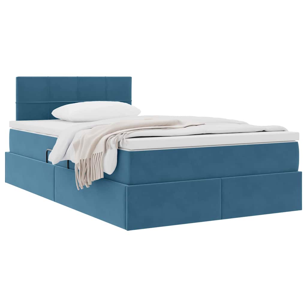 Opslag bed met matras met hoofdeinde Blauw 120 x 190 cm Fluweel is nu te koop bij PeponiXL, paradijselijk wonen!