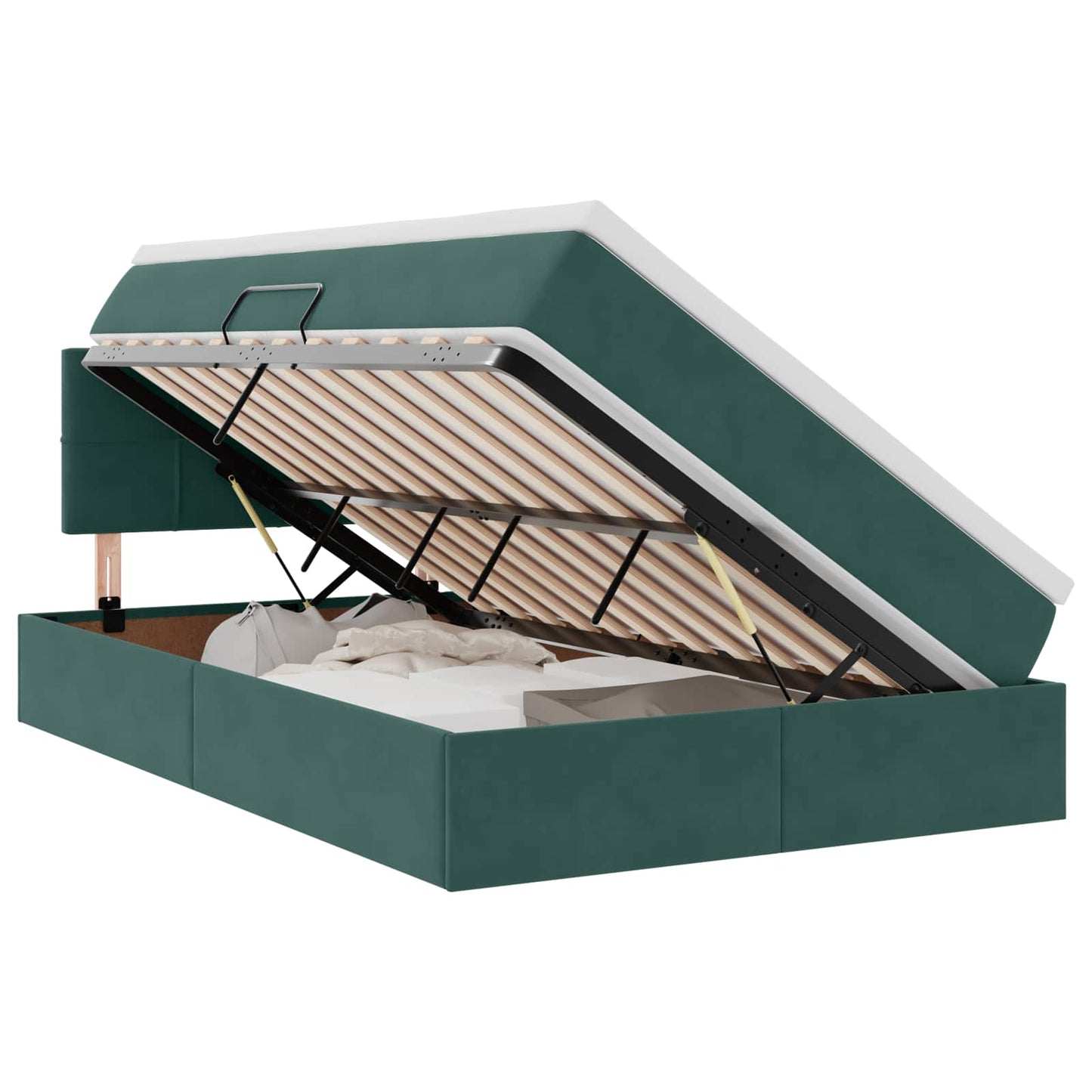 Opslag bed met matras Donkergroen 120 x 200 cm Fluweel is nu te koop bij PeponiXL, paradijselijk wonen!
