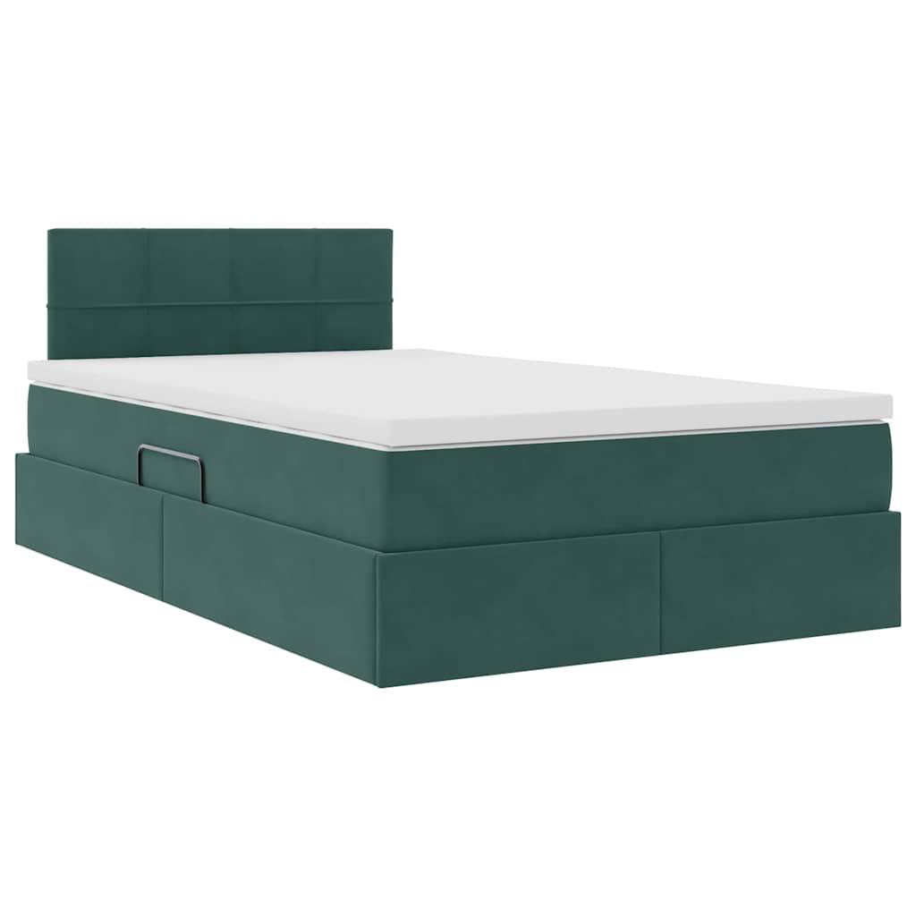 Opslag bed met matras Donkergroen 120 x 200 cm Fluweel is nu te koop bij PeponiXL, paradijselijk wonen!