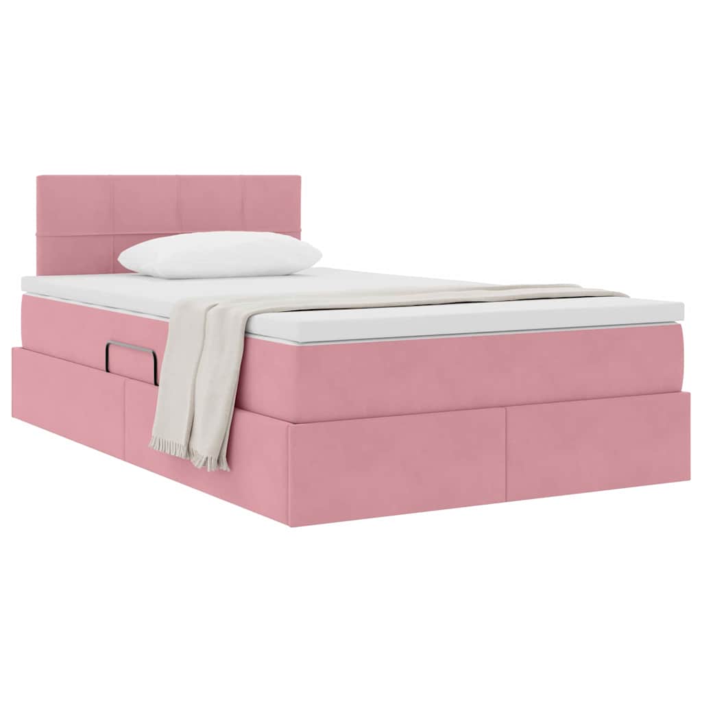 Opslag bed met matras met hoofdeinde Roze 120 x 200 cm Fluweel is nu te koop bij PeponiXL, paradijselijk wonen!