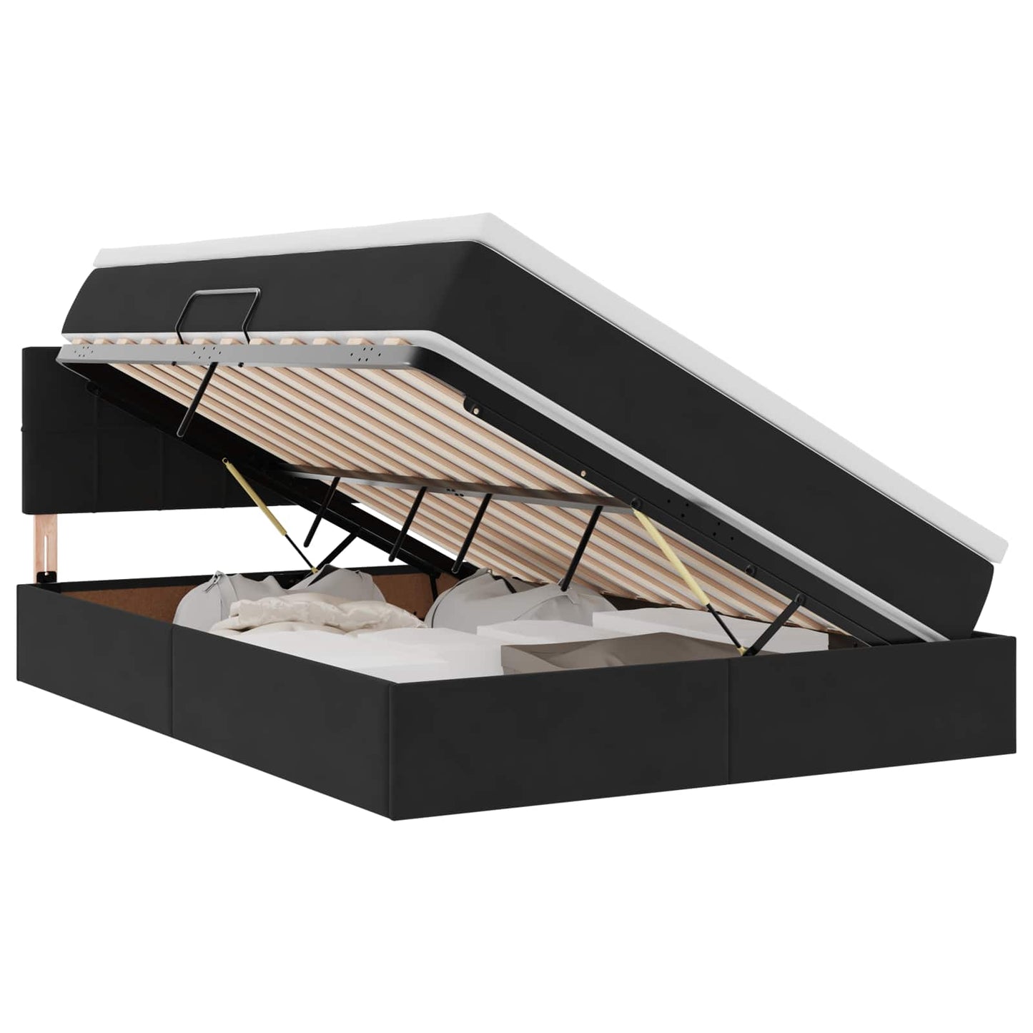 Opslag bed met matras met hoofdeinde Zwart 140 x 190 cm Fluweel is nu te koop bij PeponiXL, paradijselijk wonen!