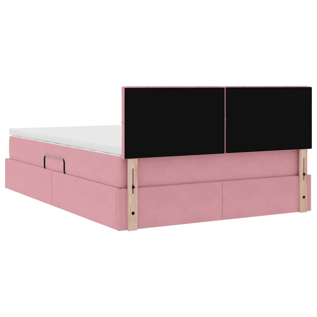 Opslag bed met matras met hoofdeinde Roze 140 x 200 cm Fluweel is nu te koop bij PeponiXL, paradijselijk wonen!