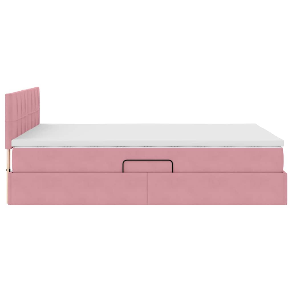 Opslag bed met matras met hoofdeinde Roze 140 x 200 cm Fluweel is nu te koop bij PeponiXL, paradijselijk wonen!