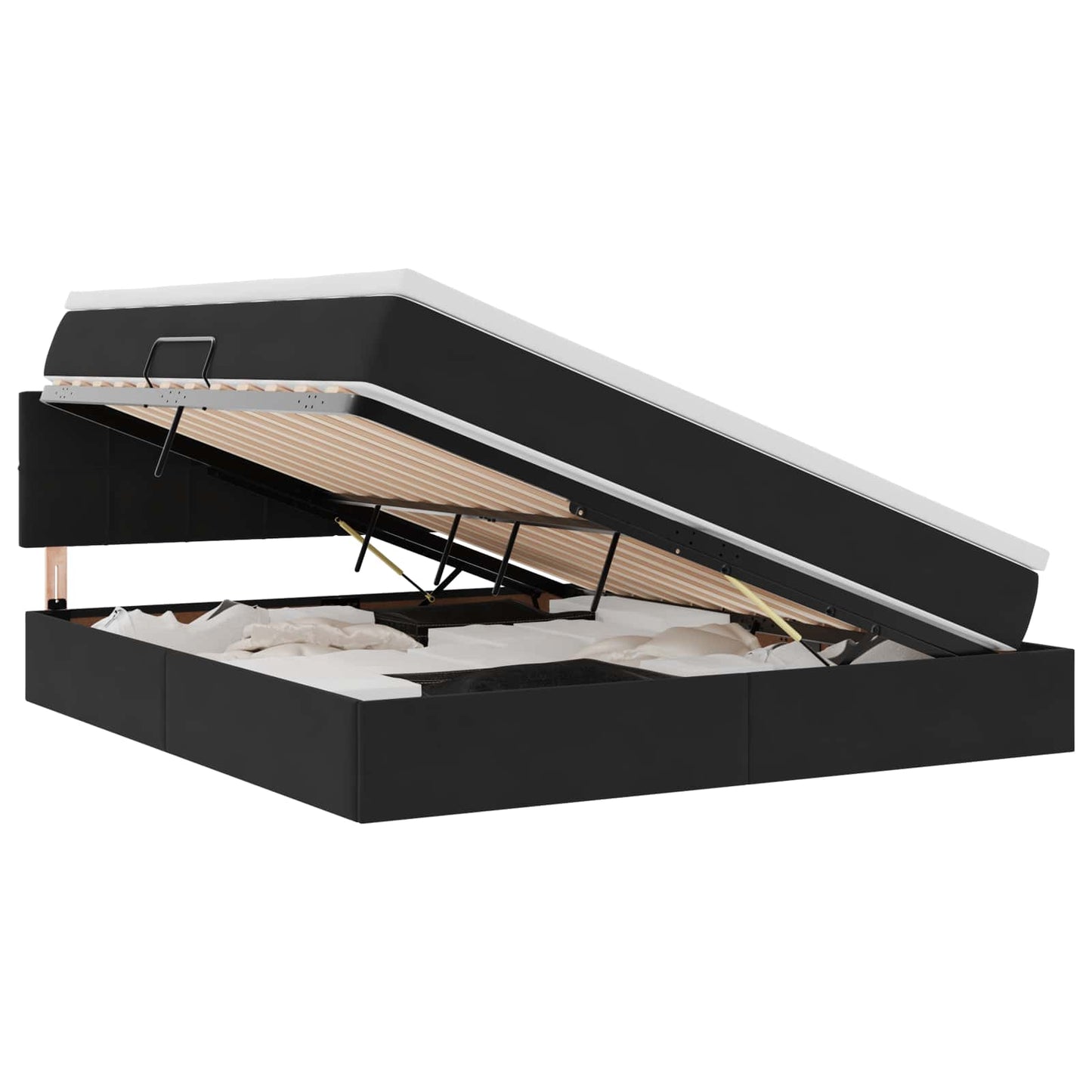 Opslag bed met matras met hoofdeinde Zwart 160 x 200 cm Fluweel is nu te koop bij PeponiXL, paradijselijk wonen!