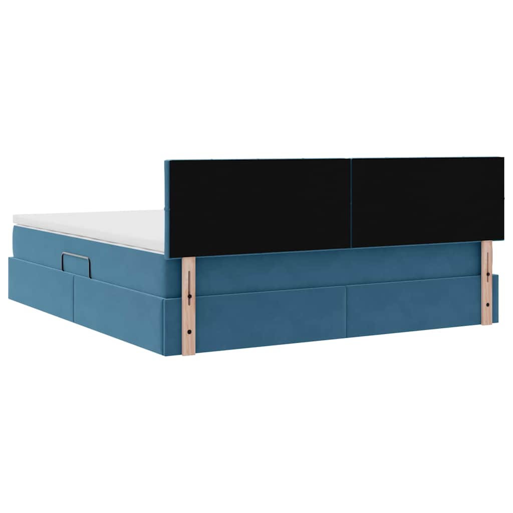 Opslag bed met matras Donkerblauw 160 x 200 cm Fluweel is nu te koop bij PeponiXL, paradijselijk wonen!
