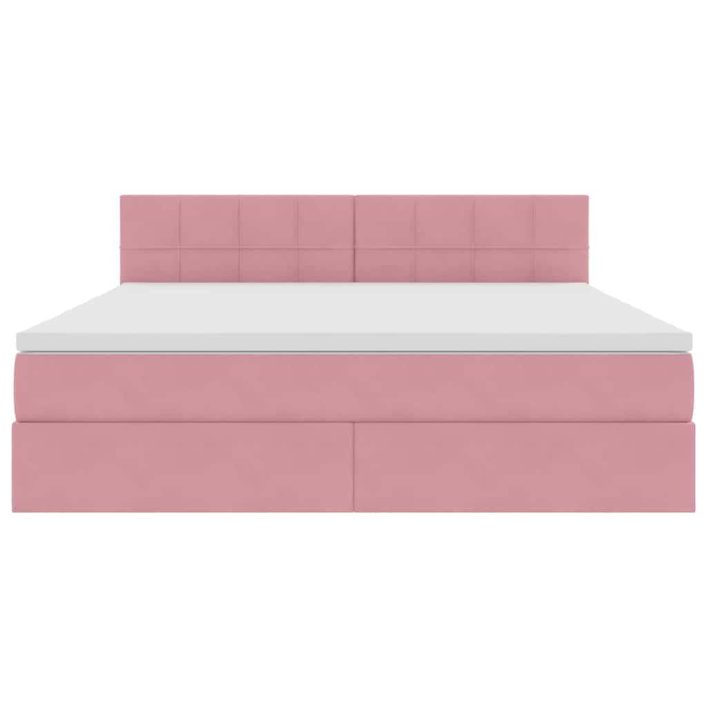 Opslag bed met matras met hoofdeinde Roze 160 x 200 cm Fluweel is nu te koop bij PeponiXL, paradijselijk wonen!