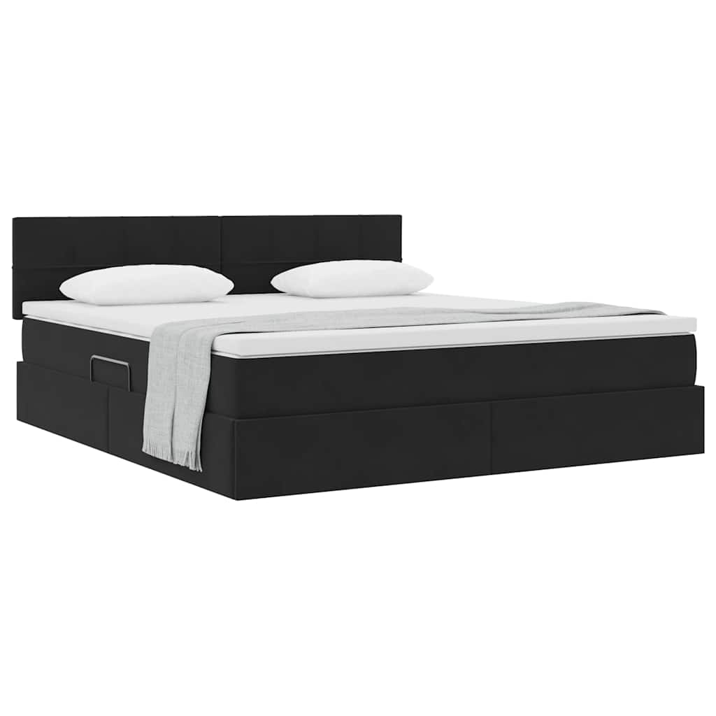 Opslag bed met matras met hoofdeinde Zwart 180 x 200 cm Fluweel is nu te koop bij PeponiXL, paradijselijk wonen!
