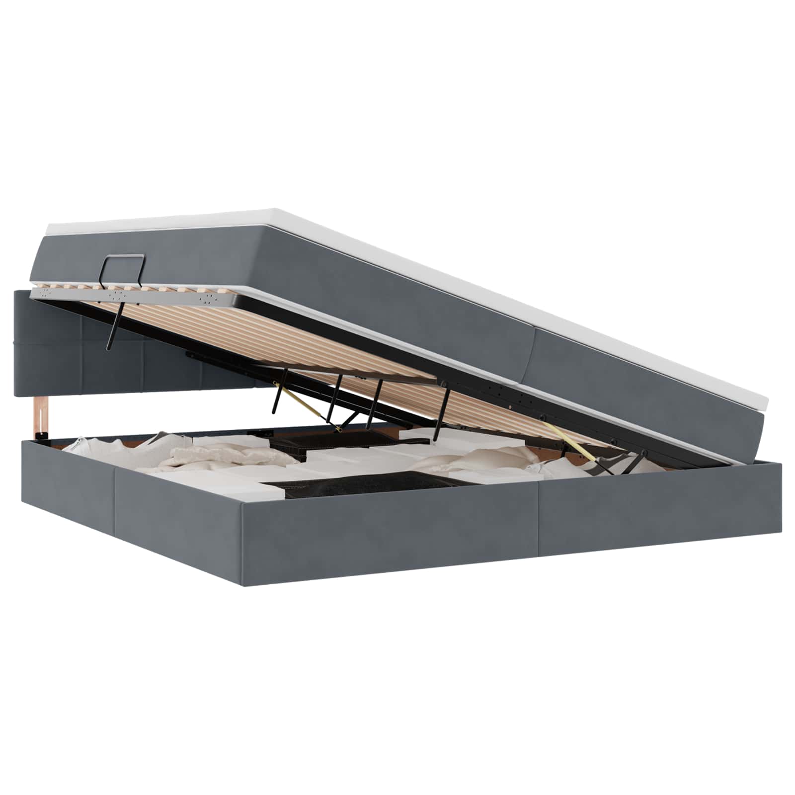 Opslag bed met matras Donkergrijs 200 x 200 cm Fluweel is nu te koop bij PeponiXL, paradijselijk wonen!