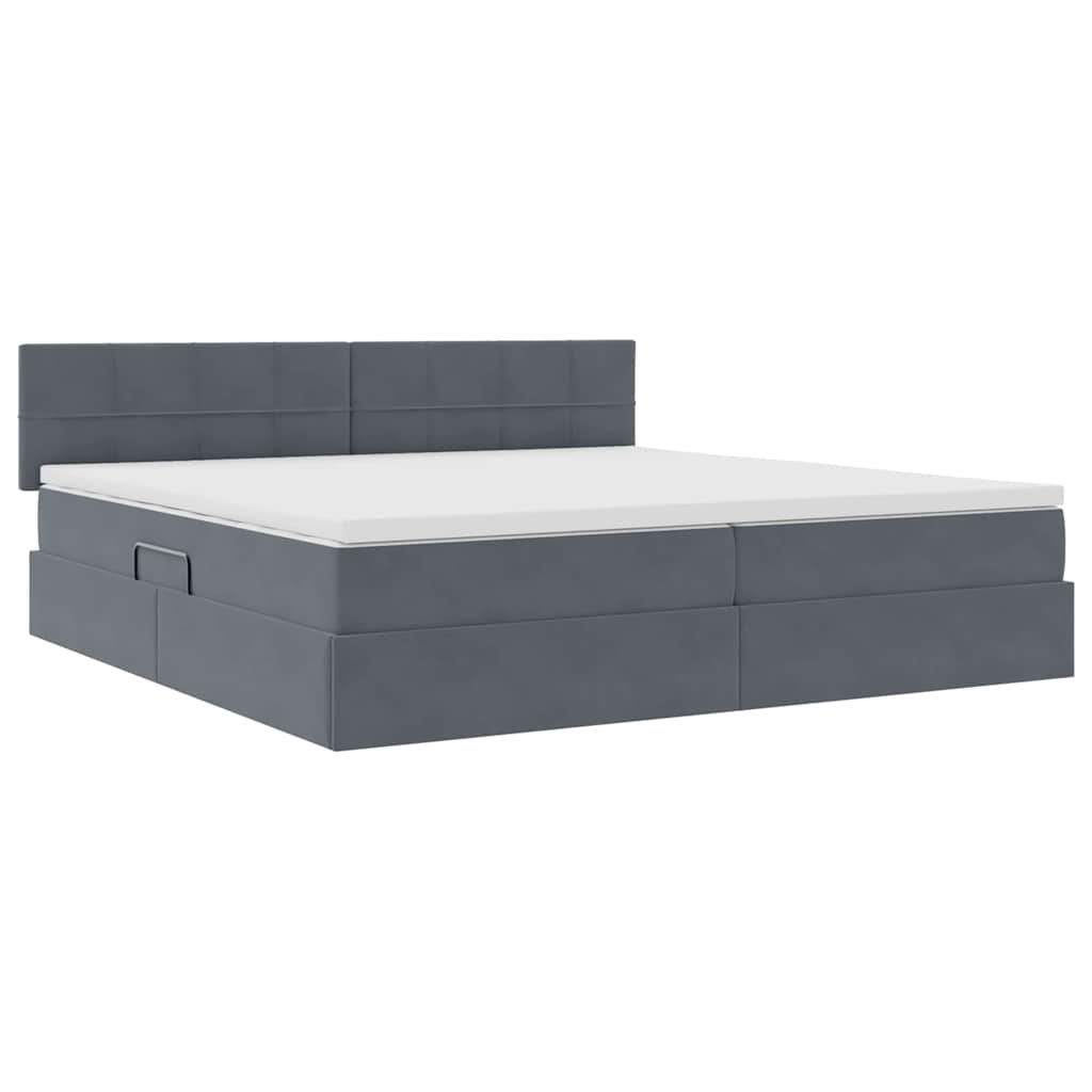 Opslag bed met matras Donkergrijs 200 x 200 cm Fluweel is nu te koop bij PeponiXL, paradijselijk wonen!
