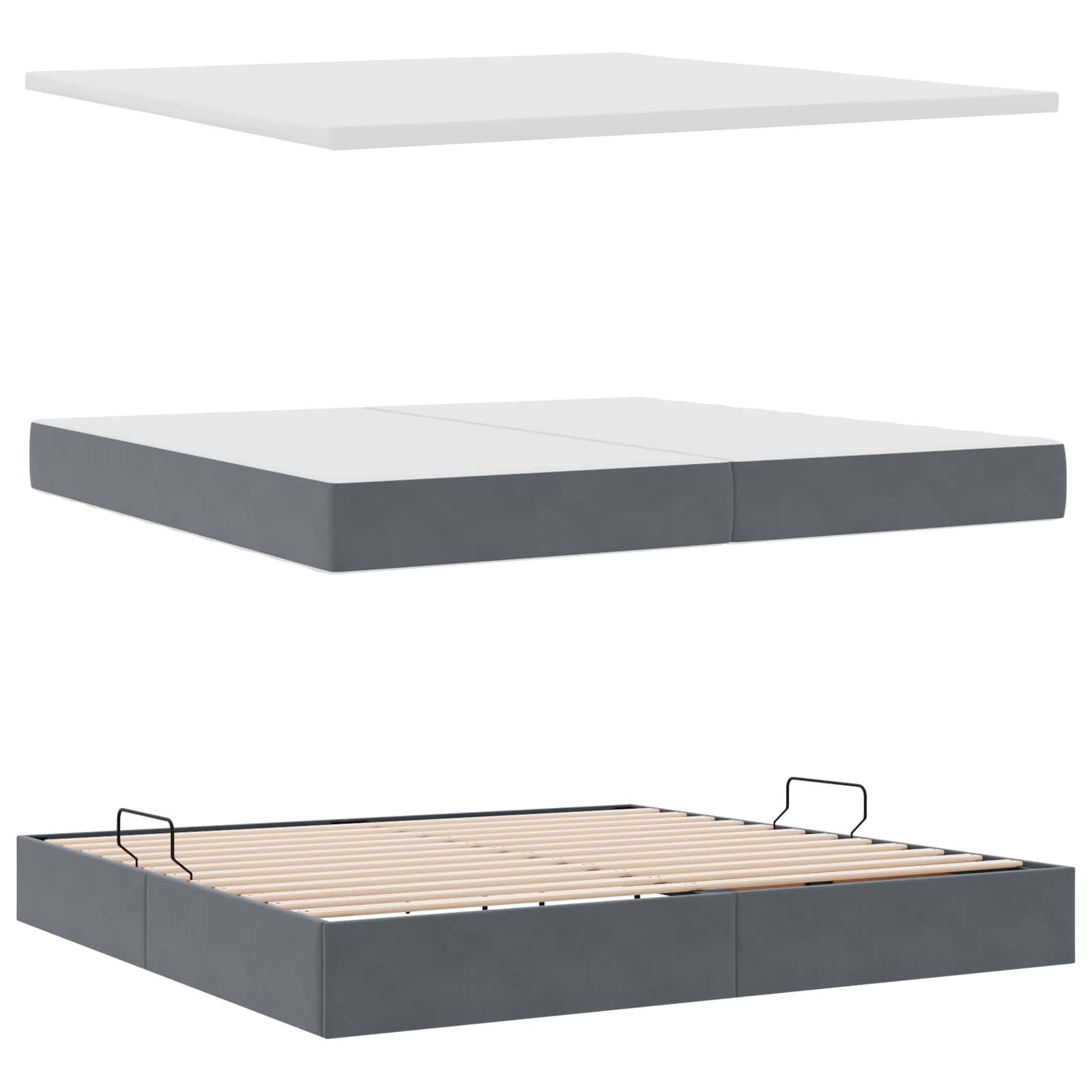 Opslag bed met matras Donkergrijs 200 x 200 cm Fluweel is nu te koop bij PeponiXL, paradijselijk wonen!