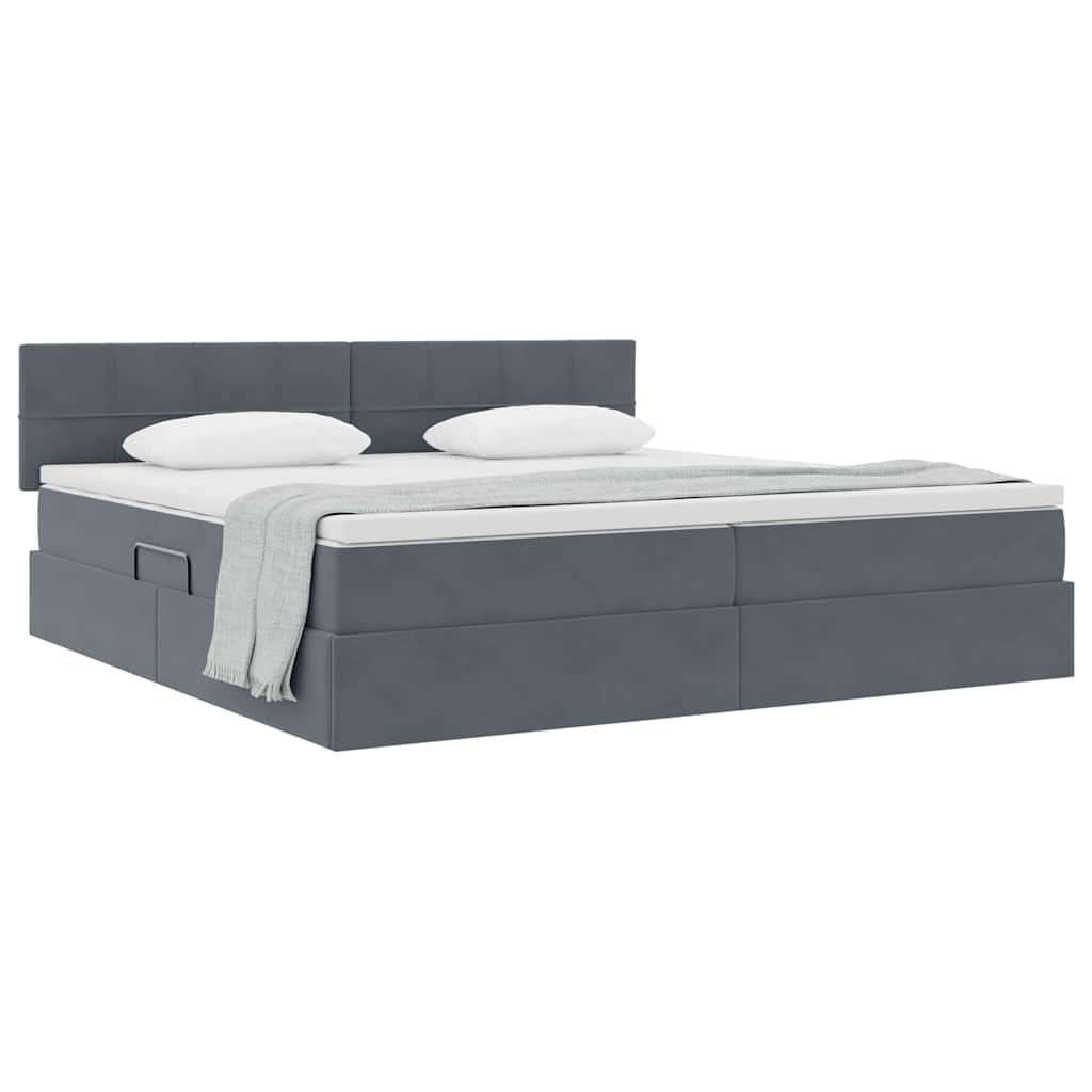 Opslag bed met matras Donkergrijs 200 x 200 cm Fluweel is nu te koop bij PeponiXL, paradijselijk wonen!