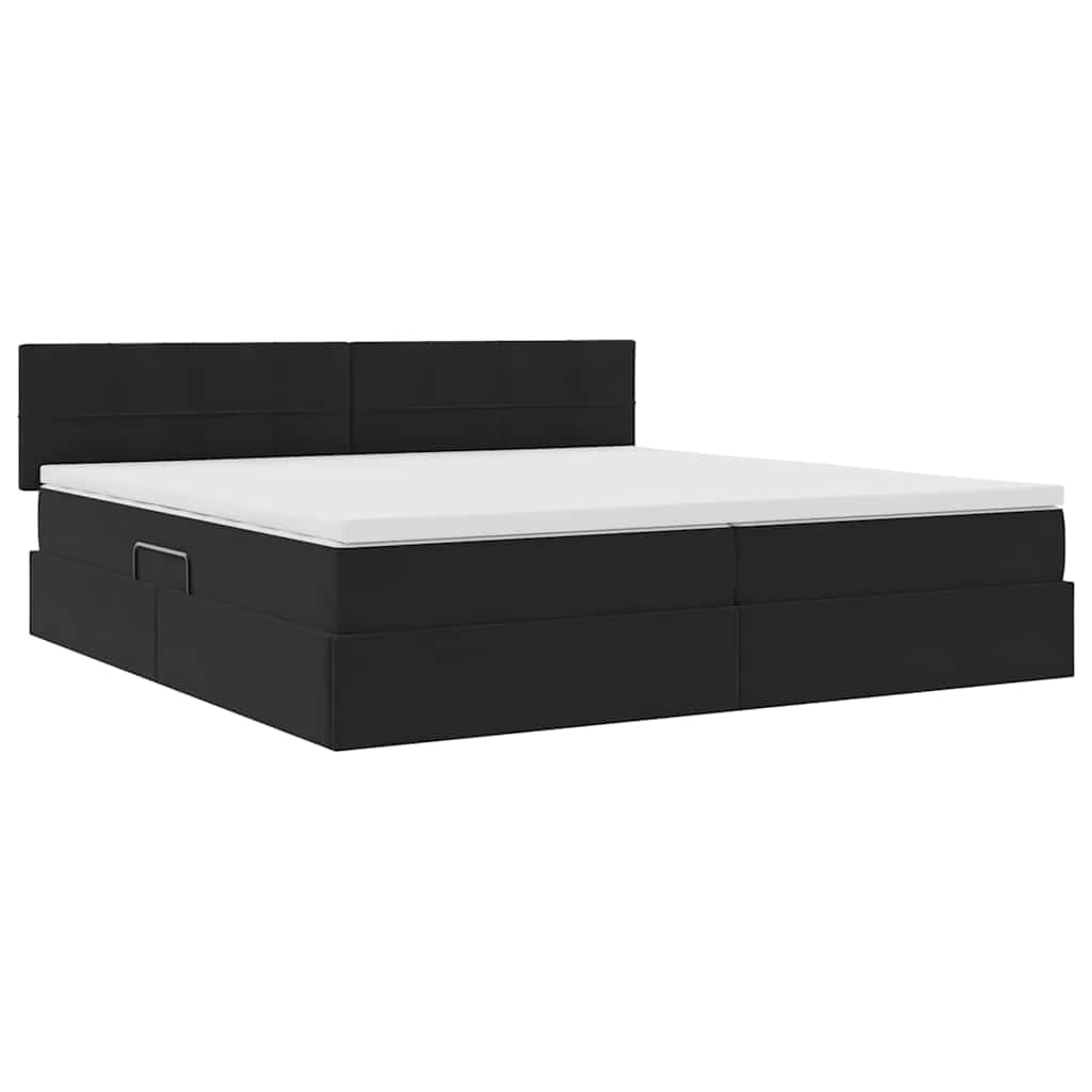 Opslag bed met matras met hoofdeinde Zwart 200 x 200 cm Fluweel is nu te koop bij PeponiXL, paradijselijk wonen!
